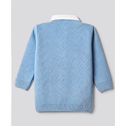 Babyhug Knit Full Sleeves Pullover with Cable Knit Design - Sky Blue