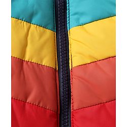 Babyhug Woven Padded Hoodie Jacket with Full Sleeves and Chevron Stripes Print in Navy Blue