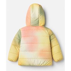 Babyhug Woven Padded Quilted Hooded Winter Jacket with Front Open & Full Sleeves with Tie-Dye Print - Yellow