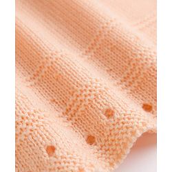 Babyhug Knit Woolen Dress with Full Sleeves and Cable Knit Design - Peach