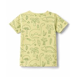 Babyhug 100% Cotton Single Jersey Knit Half Sleeves Dino Printed Henley T-Shirt and Shorts Set - Olive Green
