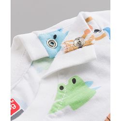 Babyhug 100% Cotton Single Jersey Knit Half Sleeves T-Shirt & Shorts With Animal Print - White & Light Brown