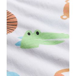 Babyhug 100% Cotton Single Jersey Knit Half Sleeves T-Shirt & Shorts With Animal Print - White & Light Brown