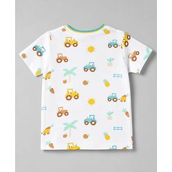 Babyhug Single Jersey Knit Half Sleeves T-Shirt & Shorts Set Car Print - Blue