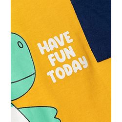Babyhug Single Jersey Knit Half Raglan Sleeves T-Shirt & Shorts Set Dino Print - Orange & Blue