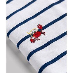 Babyhug 100% Cotton Single Jersey Knit Half Sleeves T-Shirt & Shorts Set With Sea Life Print - White & Navy Blue