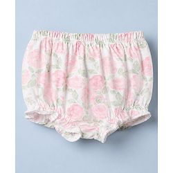 Babyhug 100% Cotton Single Jersey Knit Bloomer With Floral Print Pack of 3 - Pink White