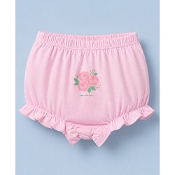 Babyhug 100% Cotton Single Jersey Knit Bloomer With Floral Print Pack of 3 - Pink White