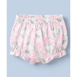Babyhug 100% Cotton Single Jersey Knit Bloomer With Floral Print Pack of 3 - Pink White