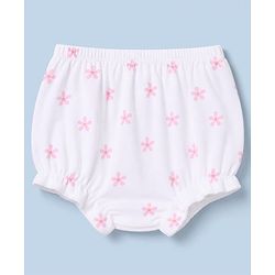 Babyhug 100% Cotton Single Jersey Knit Bloomer With Polka Dot & Floral Print Pack of 3 - Light Pink, Pink & White