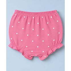 Babyhug 100% Cotton Single Jersey Knit Bloomer With Polka Dot & Floral Print Pack of 3 - Light Pink, Pink & White