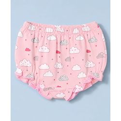 Babyhug 100% Cotton Single Jersey Knit Bloomer With Polka Dot & Floral Print Pack of 3 - Light Pink, Pink & White