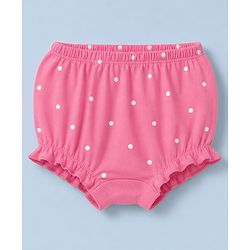 Babyhug 100% Cotton Single Jersey Knit Bloomer With Polka Dot & Floral Print Pack of 3 - Light Pink, Pink & White