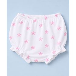 Babyhug 100% Cotton Single Jersey Knit Bloomer With Polka Dot & Floral Print Pack of 3 - Light Pink, Pink & White