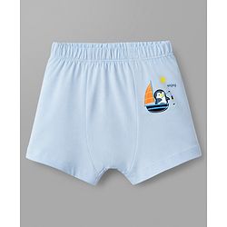 Babyhug 100% Cotton Knit Striped Briefs With Boat Print Pack of 3 - Peach, Orange & Light Blue