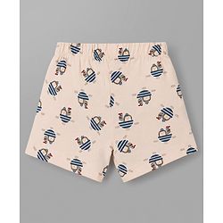 Babyhug 100% Cotton Knit Striped Briefs With Boat Print Pack of 3 - Peach, Orange & Light Blue