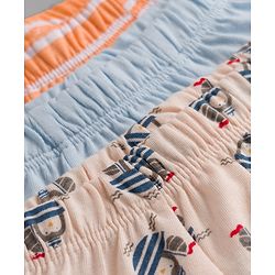 Babyhug 100% Cotton Knit Striped Briefs With Boat Print Pack of 3 - Peach, Orange & Light Blue