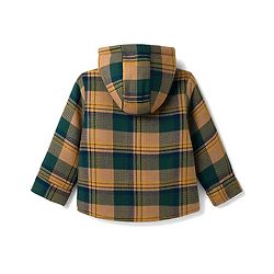 Babyhug Cotton Woven Checked Hoodie With Full Sleeves  - Green