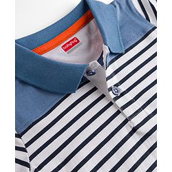 Babyhug 100% Cotton Knit T-Shirts with Half Sleeves and Striped Print in Blue 12-18 Months