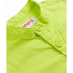 Babyhug Linin Woven Half Sleeves Solid Kurta Shirt - Limegreen