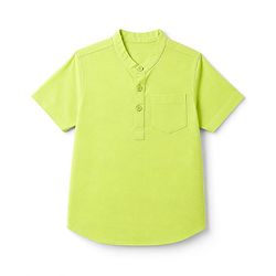 Babyhug Linin Woven Half Sleeves Solid Kurta Shirt - Limegreen