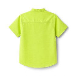 Babyhug Linin Woven Half Sleeves Solid Kurta Shirt - Limegreen