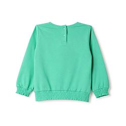 Babyhug 100% Cotton Knit Full Sleeves Sequins Embellished Top with Butterfly Print - Sea Green