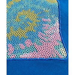 Babyhug 100% Cotton Knit Full Sleeves Top with Frills & Sequinned Heart Design -Blue