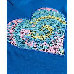 Babyhug 100% Cotton Knit Full Sleeves Top with Frills & Sequinned Heart Design -Blue