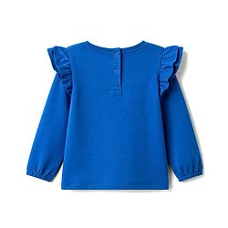 Babyhug 100% Cotton Knit Full Sleeves Top with Frills & Sequinned Heart Design -Blue
