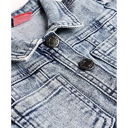 Babyhug Washed Denim Jacket with Full Sleeves - Grey