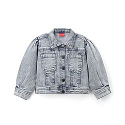 Babyhug Washed Denim Jacket with Full Sleeves - Grey