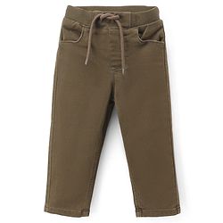 Babyhug Denim Full Length Solid Jeans With Stretch - Olive