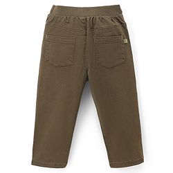 Babyhug Denim Full Length Solid Jeans With Stretch - Olive