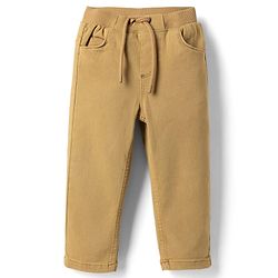 Babyhug Denim Full Length Solid Jeans With Stretch - Olive