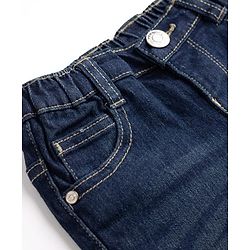 Babyhug Denim Full Length Washed Jeans With Stretch in Navy Blue