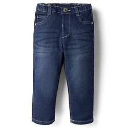 Babyhug Denim Full Length Washed Jeans With Stretch in Navy Blue