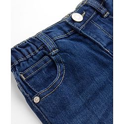 Babyhug Denim Full Length Washed Jeans With Stretch in Navy Blue