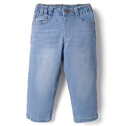 Babyhug Denim Full Length Washed Jeans With Stretch in Navy Blue