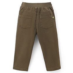 Babyhug Denim Full Length Solid Jeans With Stretch - Olive