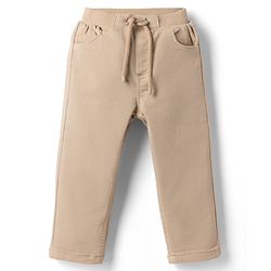 Babyhug Denim Full Length Solid Jeans With Stretch - Olive