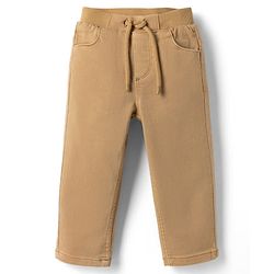 Babyhug Denim Full Length Solid Jeans With Stretch - Olive