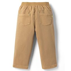 Babyhug Denim Full Length Solid Jeans With Stretch - Olive
