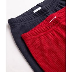 Babyhug Cotton Mix Knit Full Length Thermal Joggers Set Pack of 2 - Red & Navy Blue