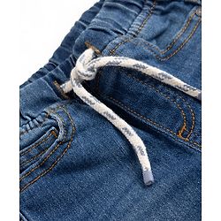 Babyhug Full Length Washed Denim Joggers With Stretch - Navy Blue