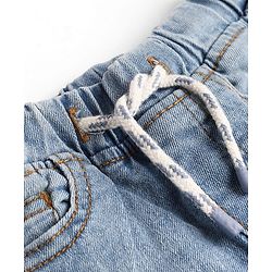 Babyhug Full Length Washed Denim Joggers With Stretch - Navy Blue