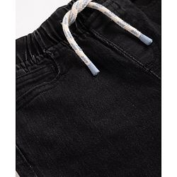 Babyhug Full Length Washed Denim Joggers With Stretch - Navy Blue