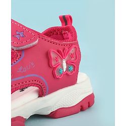 Cute Walk by Babyhug Velcro Closure Sandals With Butterfly Applique  - Fuchsia