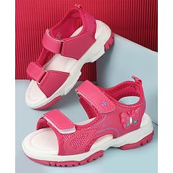 Cute Walk by Babyhug Velcro Closure Sandals With Butterfly Applique  - Fuchsia