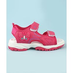Cute Walk by Babyhug Velcro Closure Sandals With Butterfly Applique  - Fuchsia